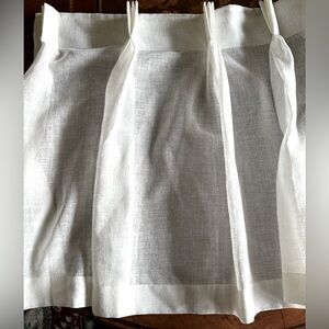 White linen pinch pleat cafe curtains, sheer 54” W x 24” L